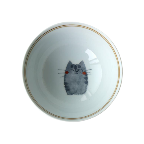 Cat Traditional Japanese Style Rice Bowl Porcelain