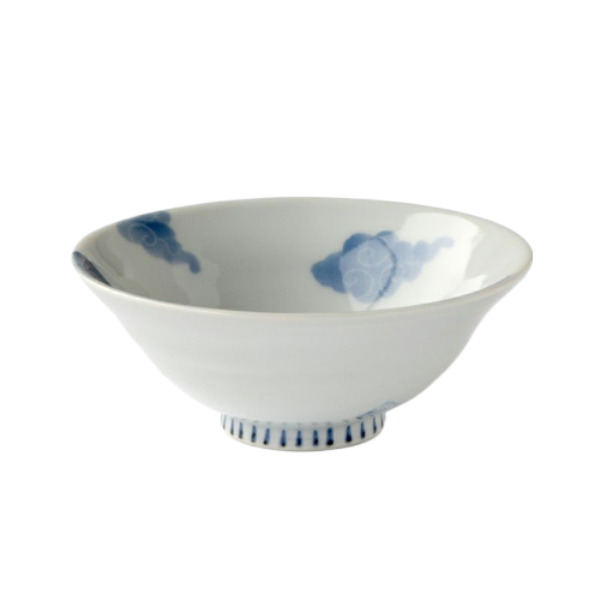 Mt Fuji Japanese Style Rice Bowl Blue Ceramic