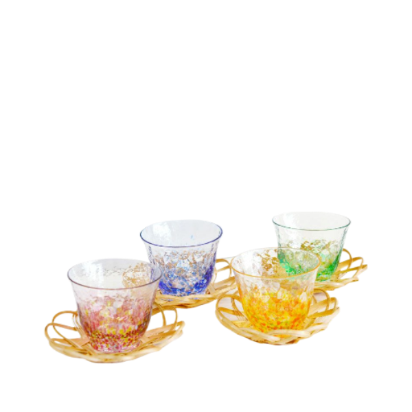 Water Color Japanese Cold Tea Cup Set of 4