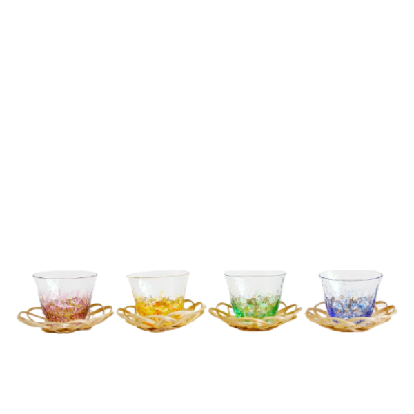 Water Color Japanese Cold Tea Cup Set of 4