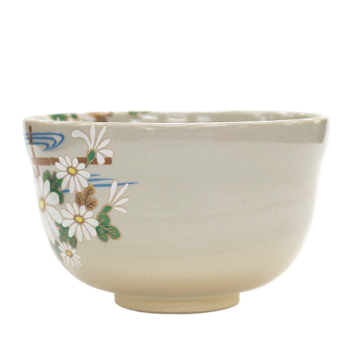 Traditional Matcha Bowl White Chrysanthemum