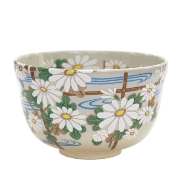 Traditional Matcha Bowl White Chrysanthemum