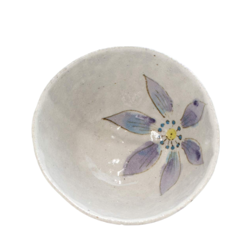 Blue Hydrangea Traditional Japanese Style Rice Bowl Ceramic