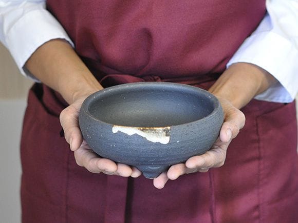 Japanese Bonsai Pot, Shigaraki ware, Iron bowl No.5