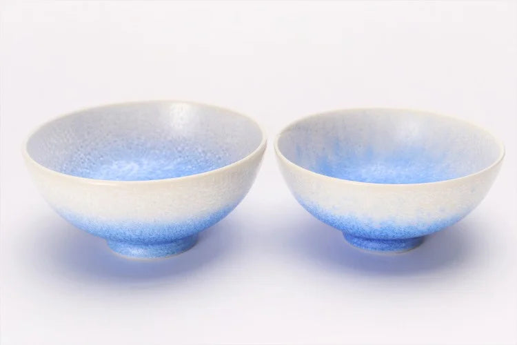 Blue Gradient Traditional Japanese Style Rice Bowl Set Ceramics