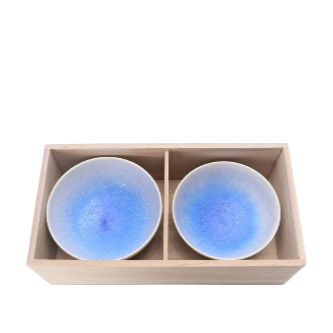 Blue Gradient Traditional Japanese Style Rice Bowl Set Ceramics