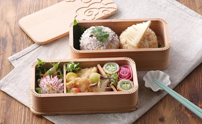 Rectangle Cloud Japanese Bento Box Stackable Black Small