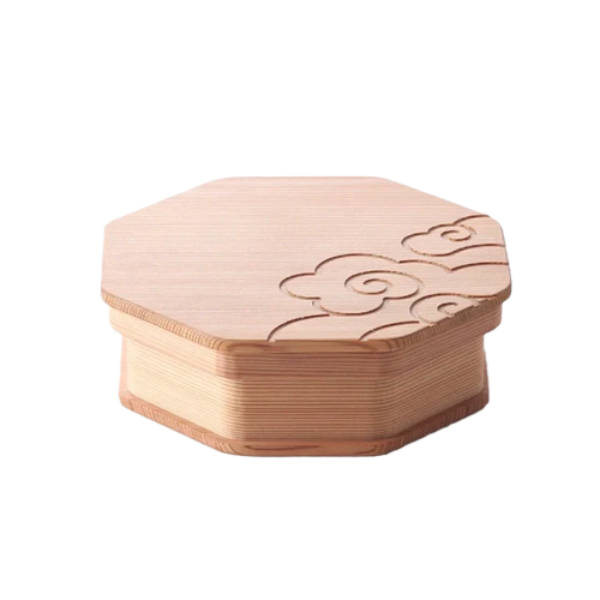 Octagon Cloud Japanese Bento Box White Large