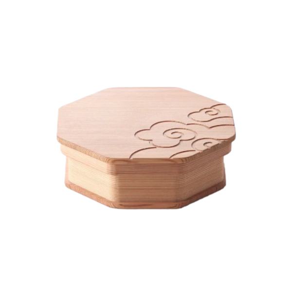 Octagon Cloud Japanese Bento Box White Medium