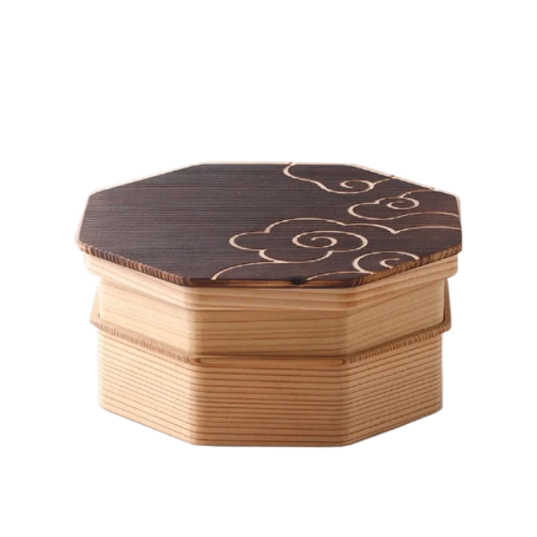 Octagon Cloud Japanese Bento Box Stackable Black