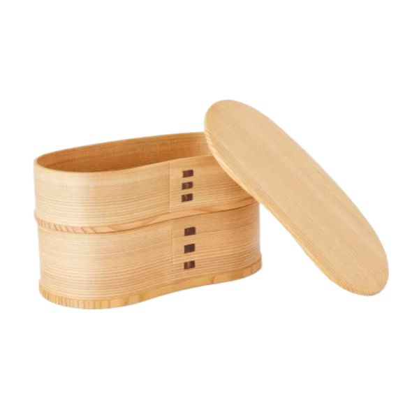 Oval Shaped Japanese Magewappa Bento Box Stackable