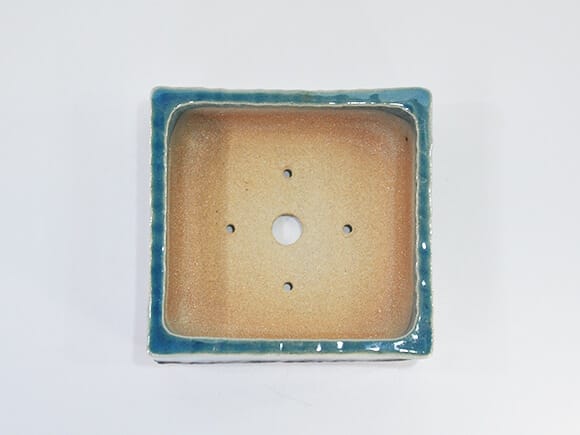 Japanese Bonsai Pot, Blue Glass Square, No.5
