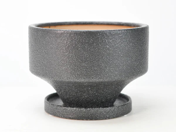 Japanese Bonsai Pot, Simul with Saucer, Black, No.5