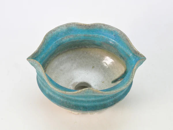 Bonsai Pot Shigaraki Ware, Light Blue Handmade Pot, Small