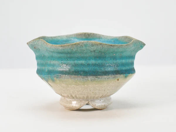 Bonsai Pot Shigaraki Ware, Light Blue Handmade Pot, Small