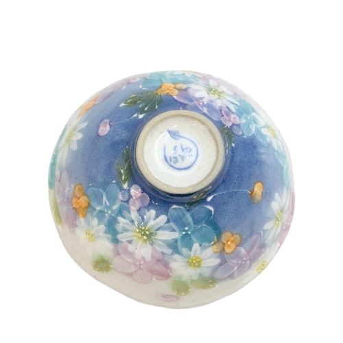 Spiderwort Traditional Japanese Style Rice Bowl Ceramic