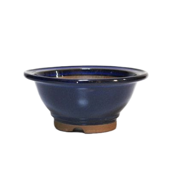 Japanese Bonsai Pot, Tokoname ware, Shallow form, deep blue No.6