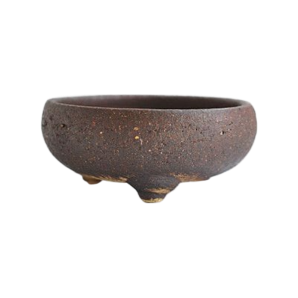 Japanese Bonsai Pot, Shigaraki ware, Rock iron bowl, brown No.5