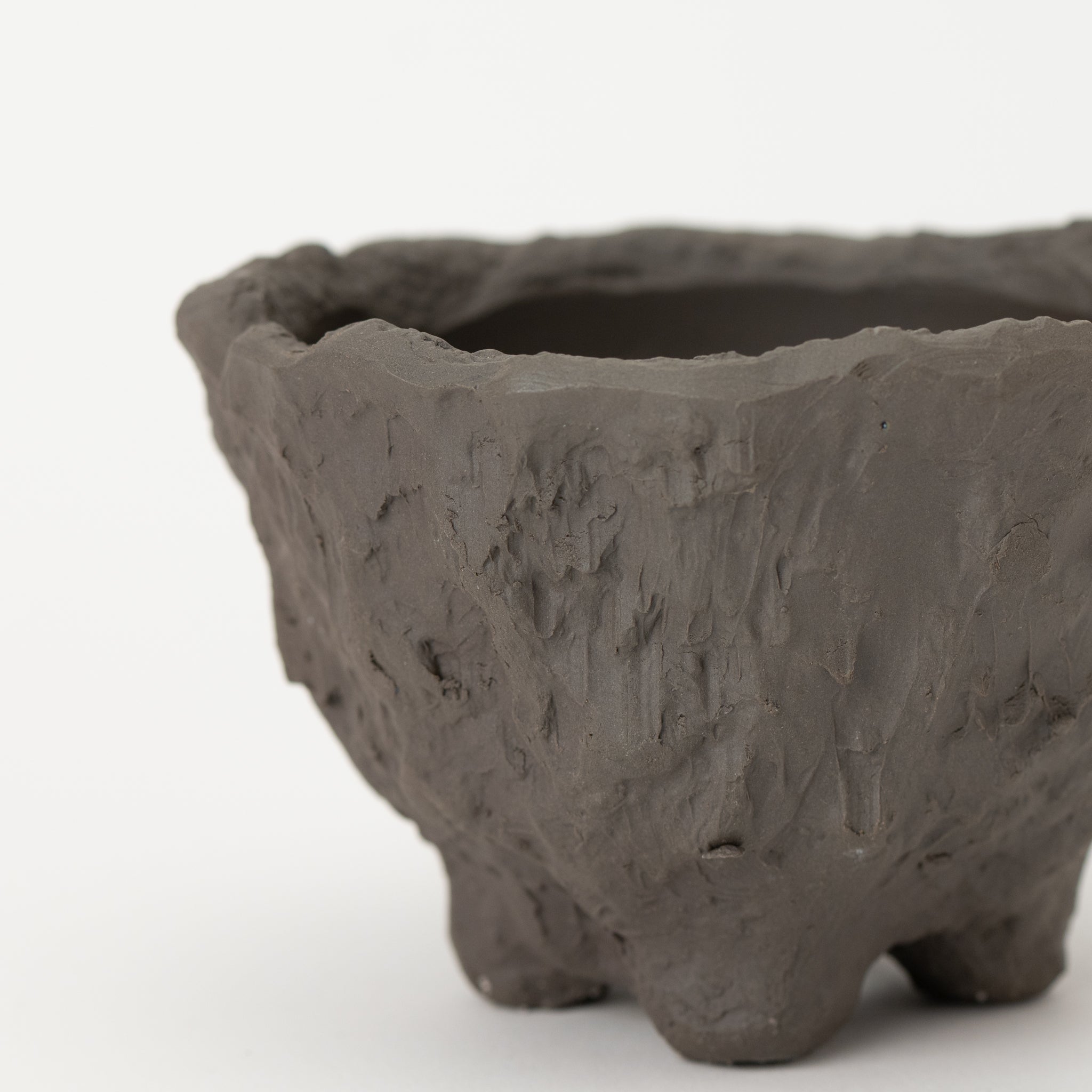 Naginowa Muddy Rock with 4 legs BANKO Ware Japanese Bonsai Pot 4.9 in.