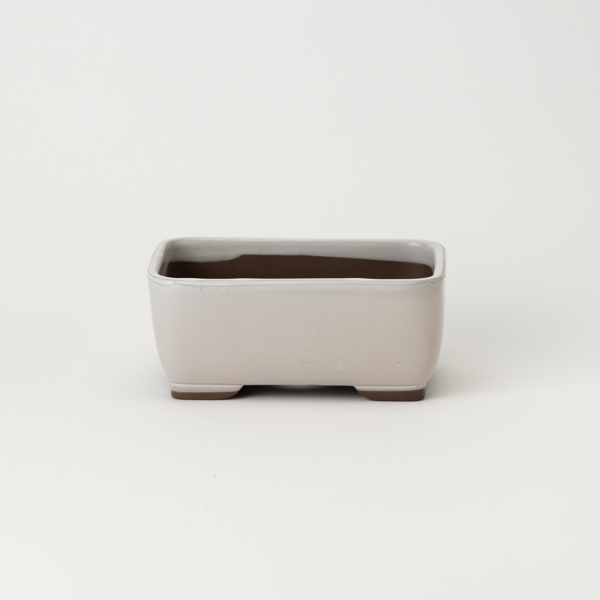 Naginowa White Matte Nadir BANKO Ware Japanese Bonsai Pot 5.4 in.