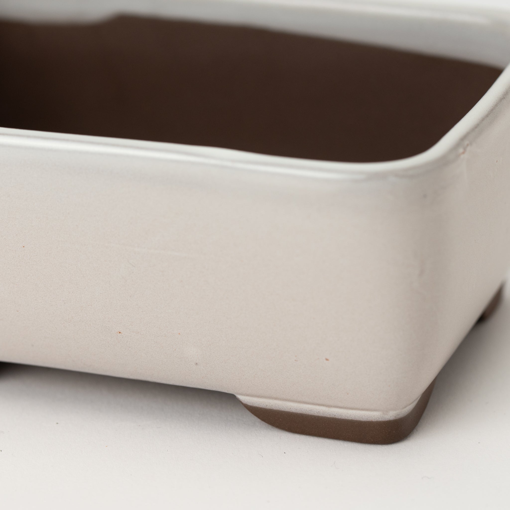 Naginowa White Matte Nadir BANKO Ware Japanese Bonsai Pot 5.4 in.