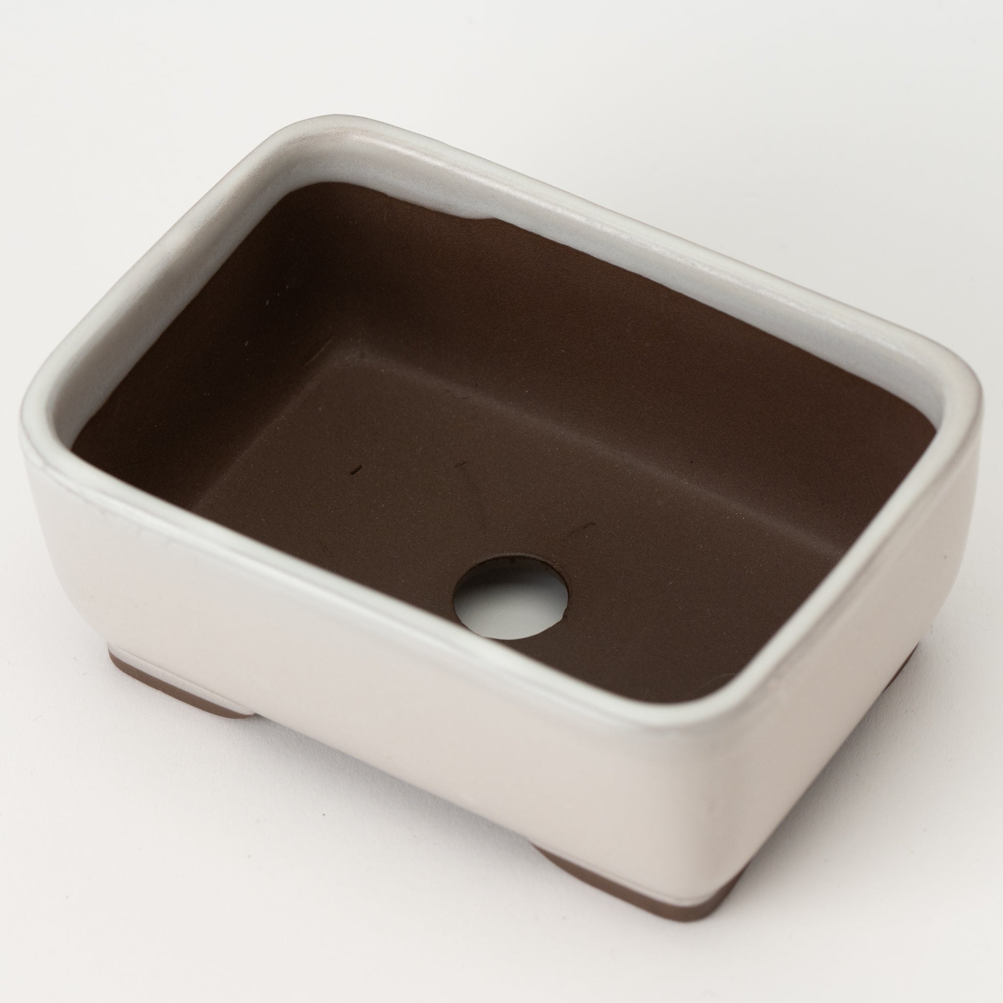 Naginowa White Matte Nadir BANKO Ware Japanese Bonsai Pot 5.4 in.