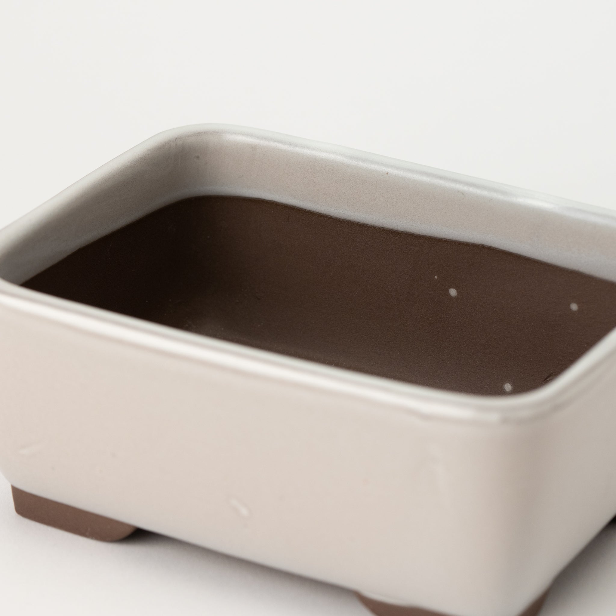 Naginowa White Matte Nadir BANKO Ware Japanese Bonsai Pot 5.4 in.