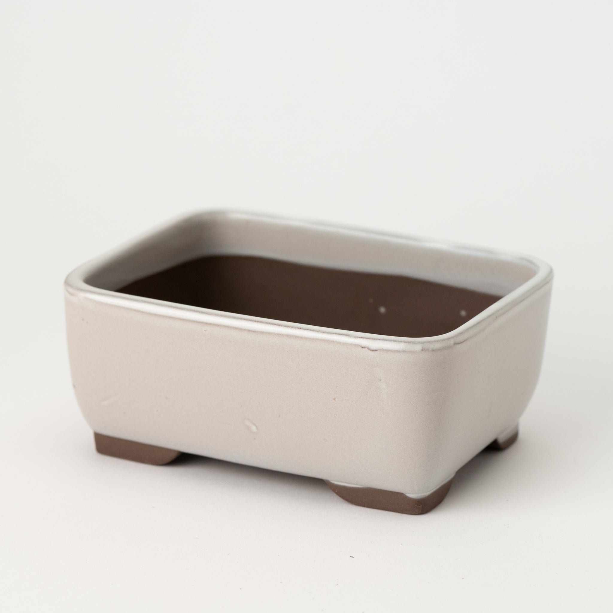 Naginowa White Matte Nadir BANKO Ware Japanese Bonsai Pot 5.4 in.