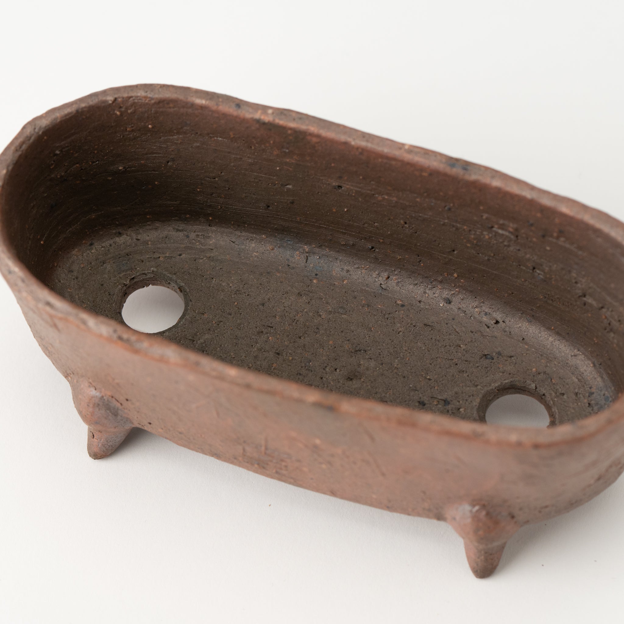 Mitsue Tokoname Ware Oval-footed Japanese Bonsai Pot