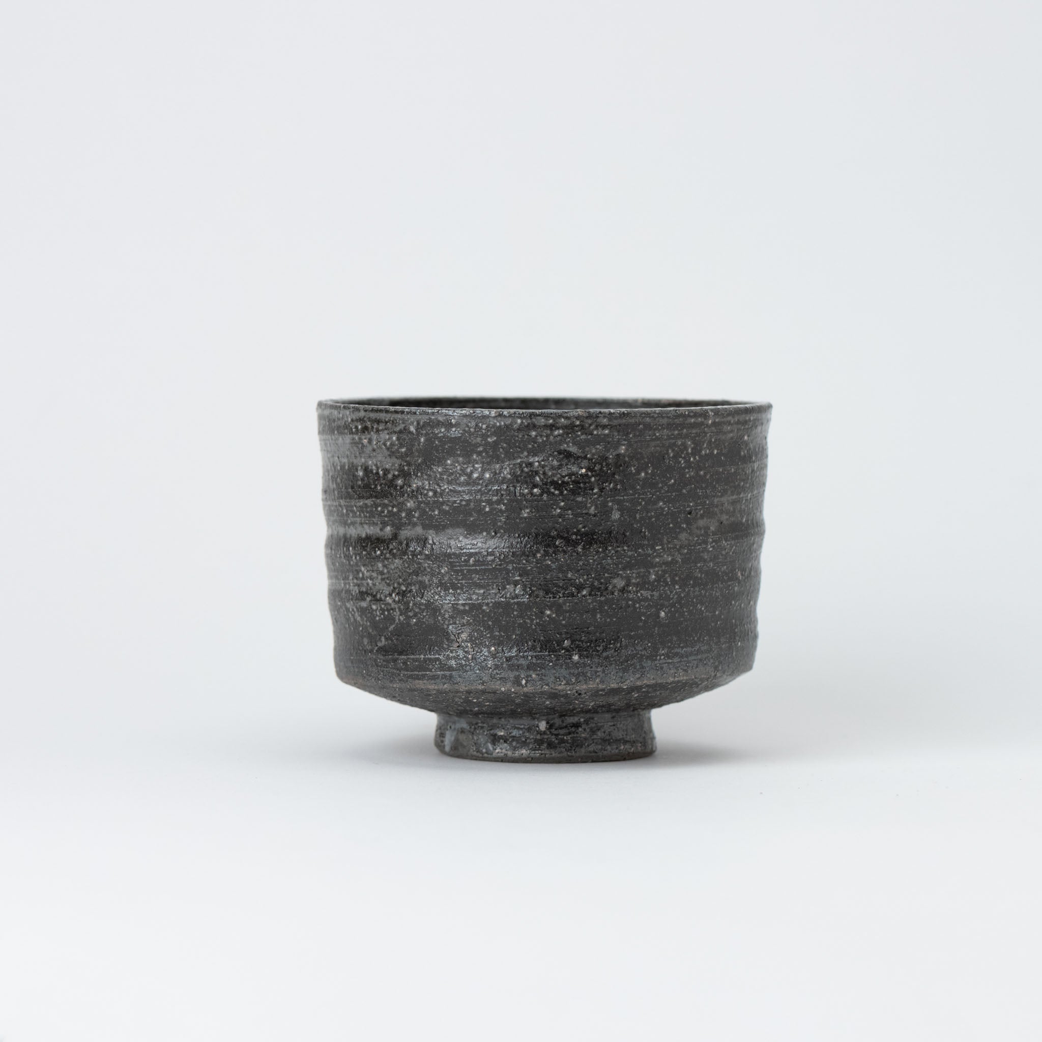 Naginowa Shigaraki Ware Black Steel Matcha Bowl 4.3 in.