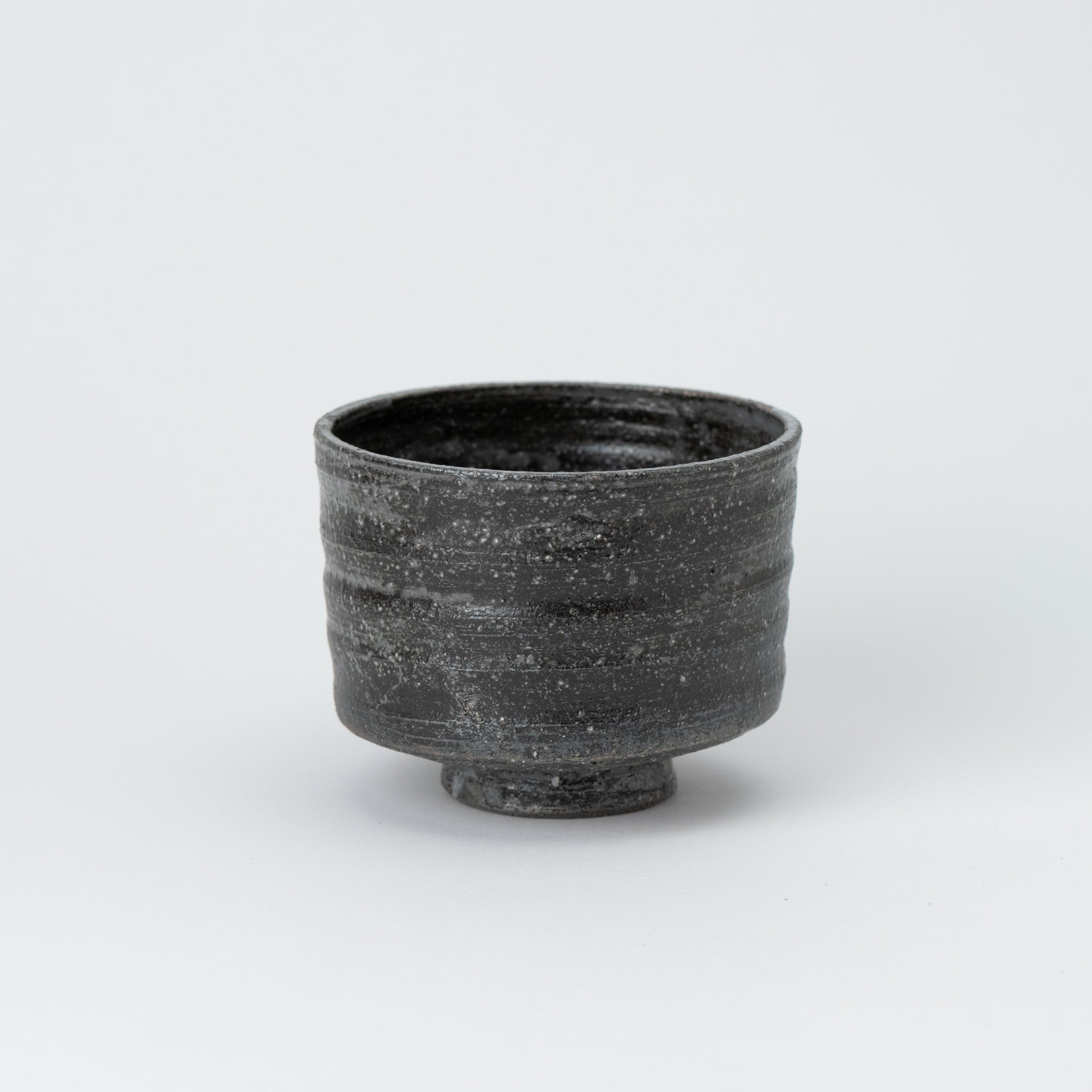 Naginowa Shigaraki Ware Black Steel Matcha Bowl 4.3 in.