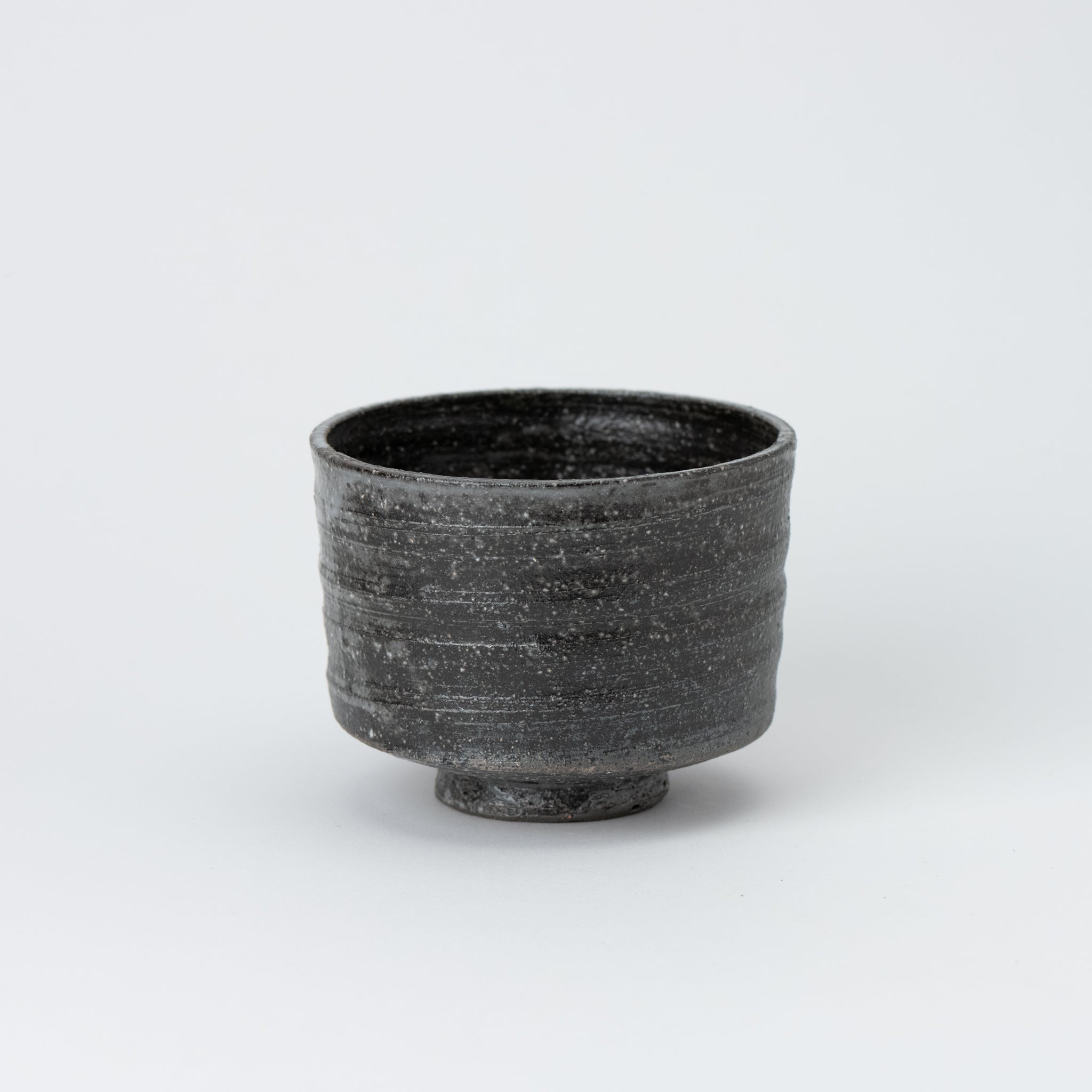 Naginowa Shigaraki Ware Black Steel Matcha Bowl 4.3 in.