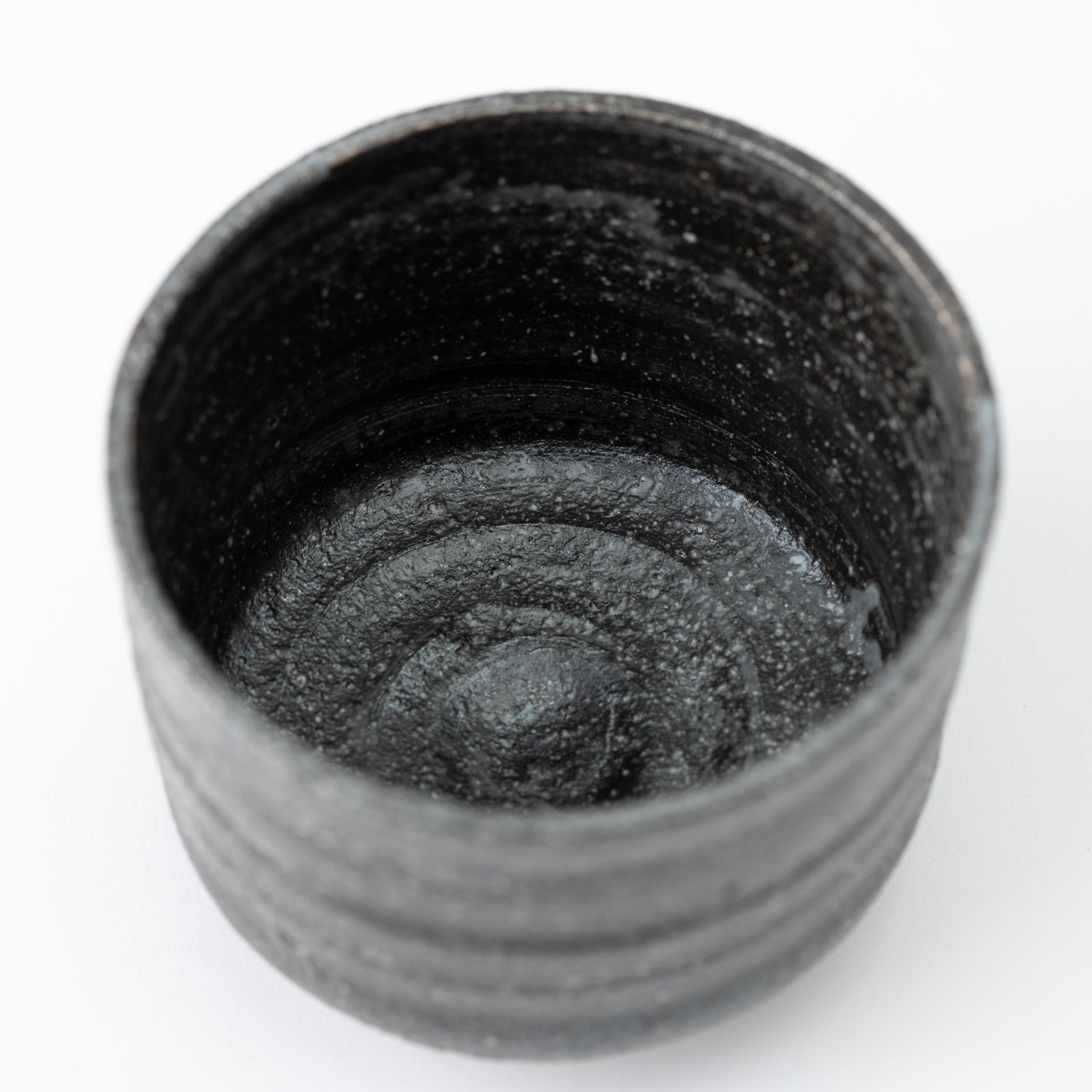 Naginowa Shigaraki Ware Black Steel Matcha Bowl 4.3 in.