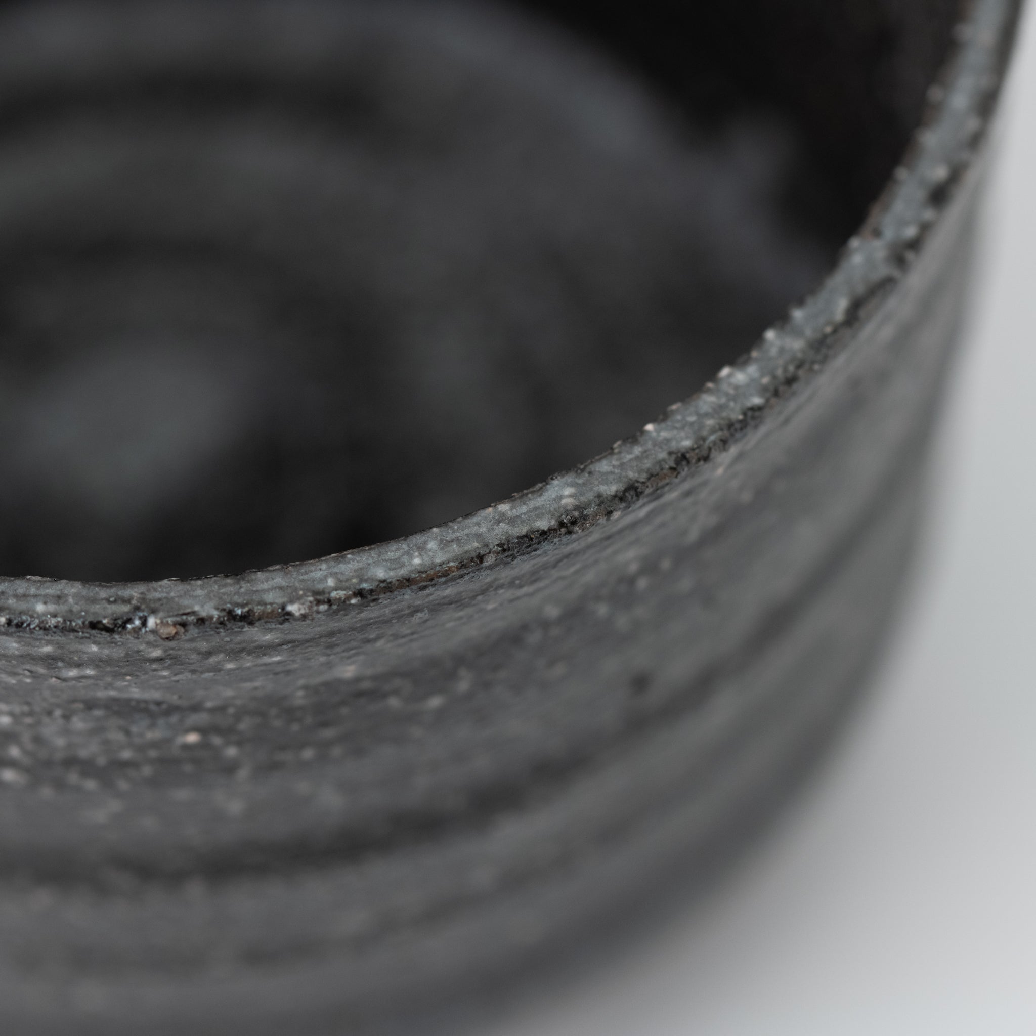 Naginowa Shigaraki Ware Black Steel Matcha Bowl 4.3 in.