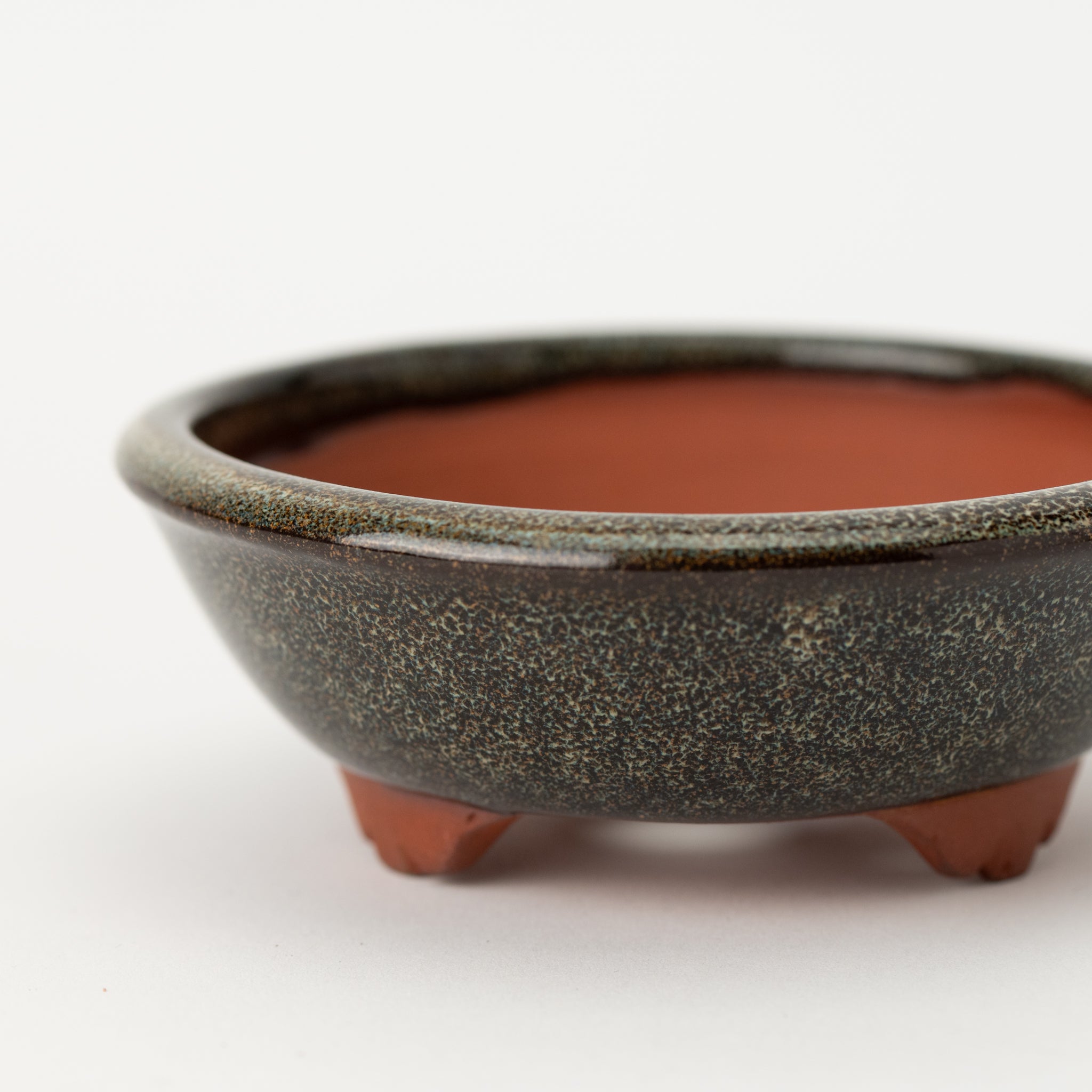 Eimei Tokoname Ware Round with Legs Japanese Bonsai Pot 4.6 in.