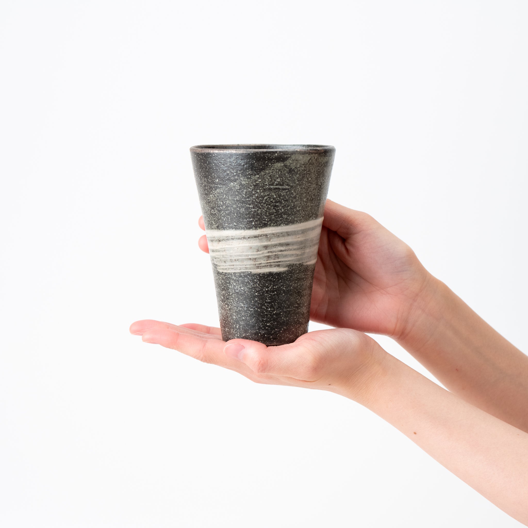 Naginowa Shigaraki Ware Black Shore Long Cup