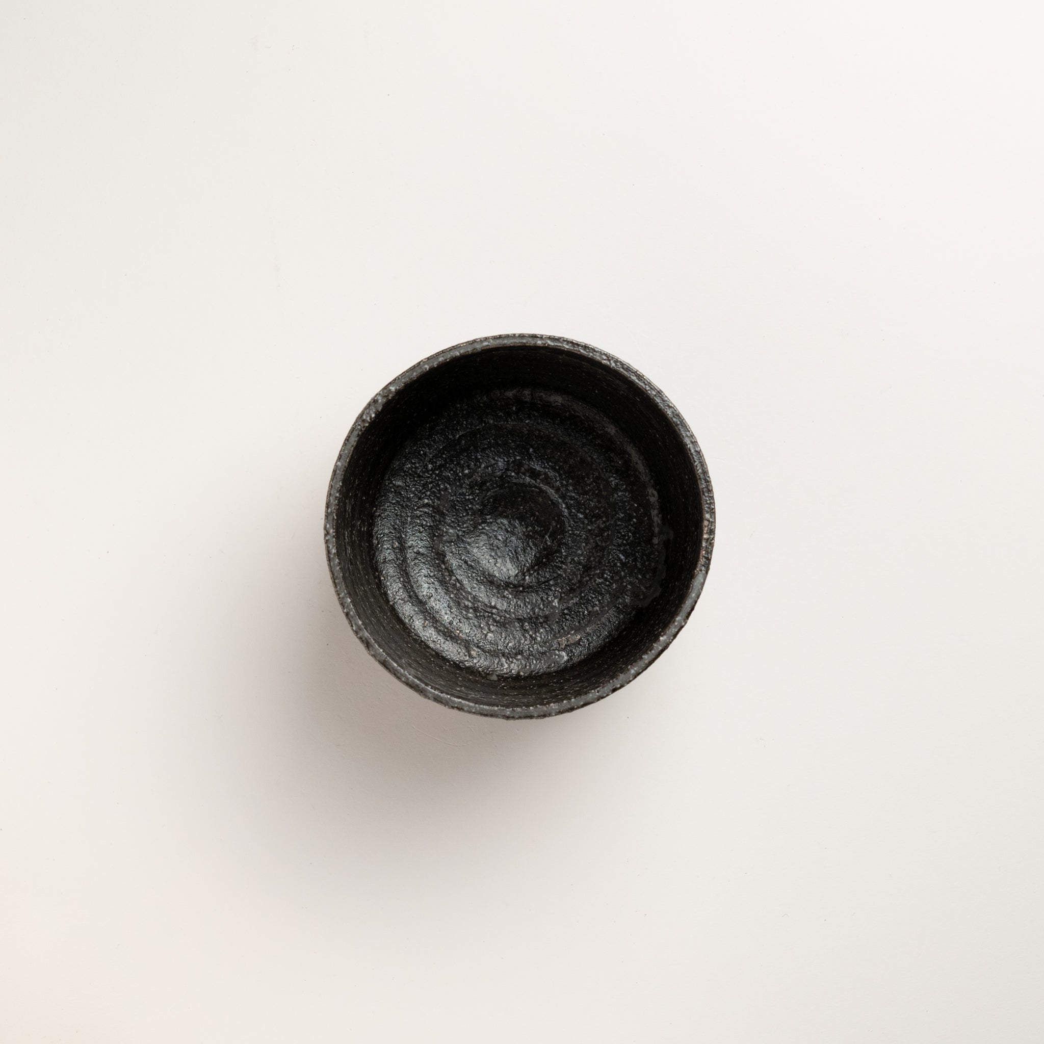 Naginowa Shigaraki Ware Black Steel Matcha Bowl 4.3 in.