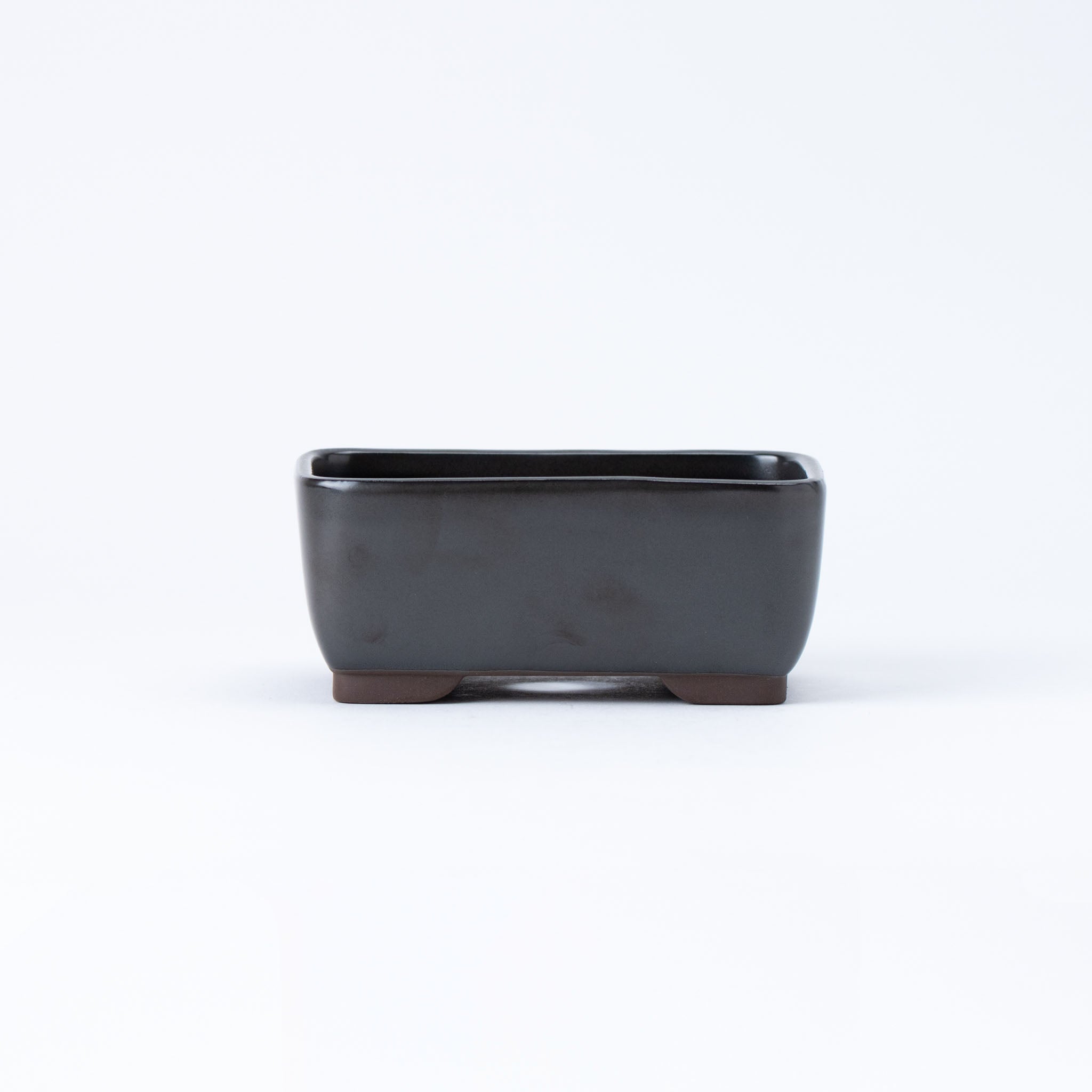 Naginowa Black Matte Nadir BANKO Ware Japanese Bonsai Pot 5.4 in.