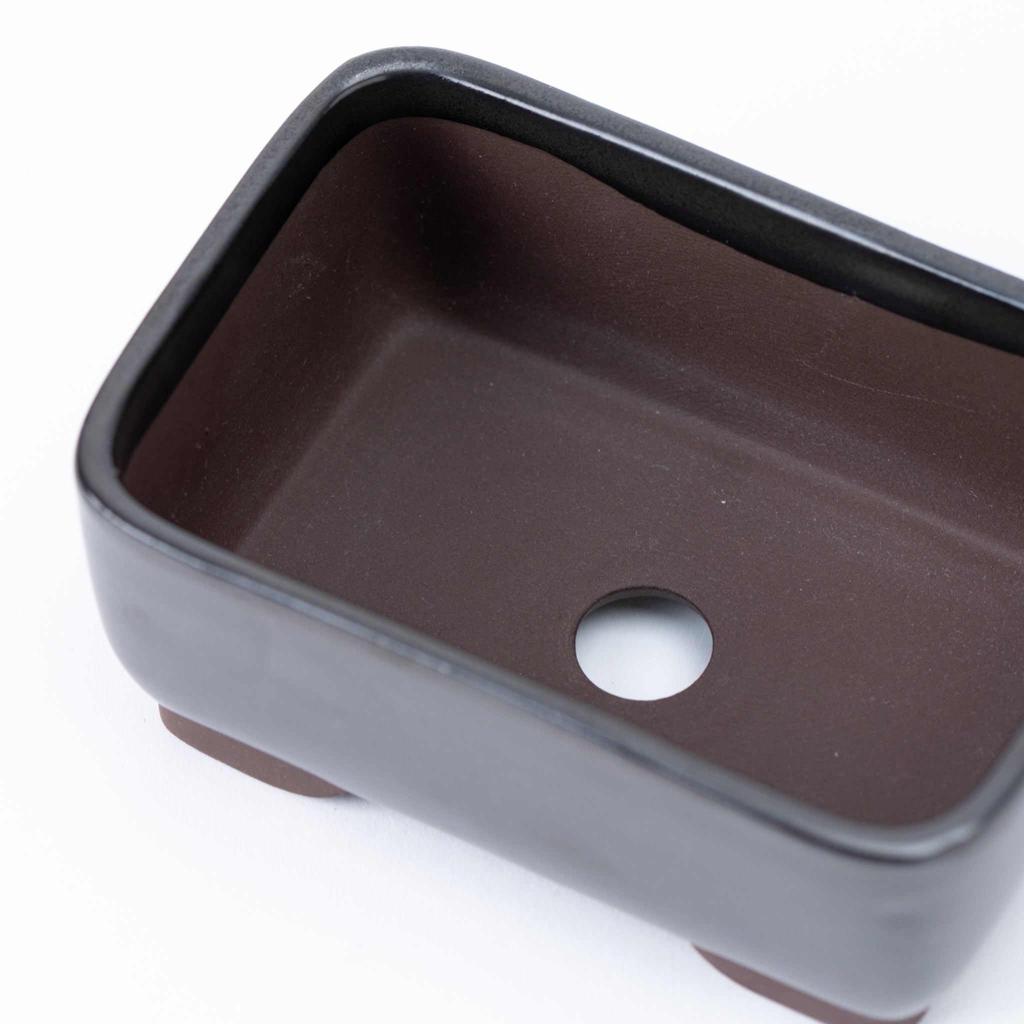 Naginowa Black Matte Nadir BANKO Ware Japanese Bonsai Pot 5.4 in.