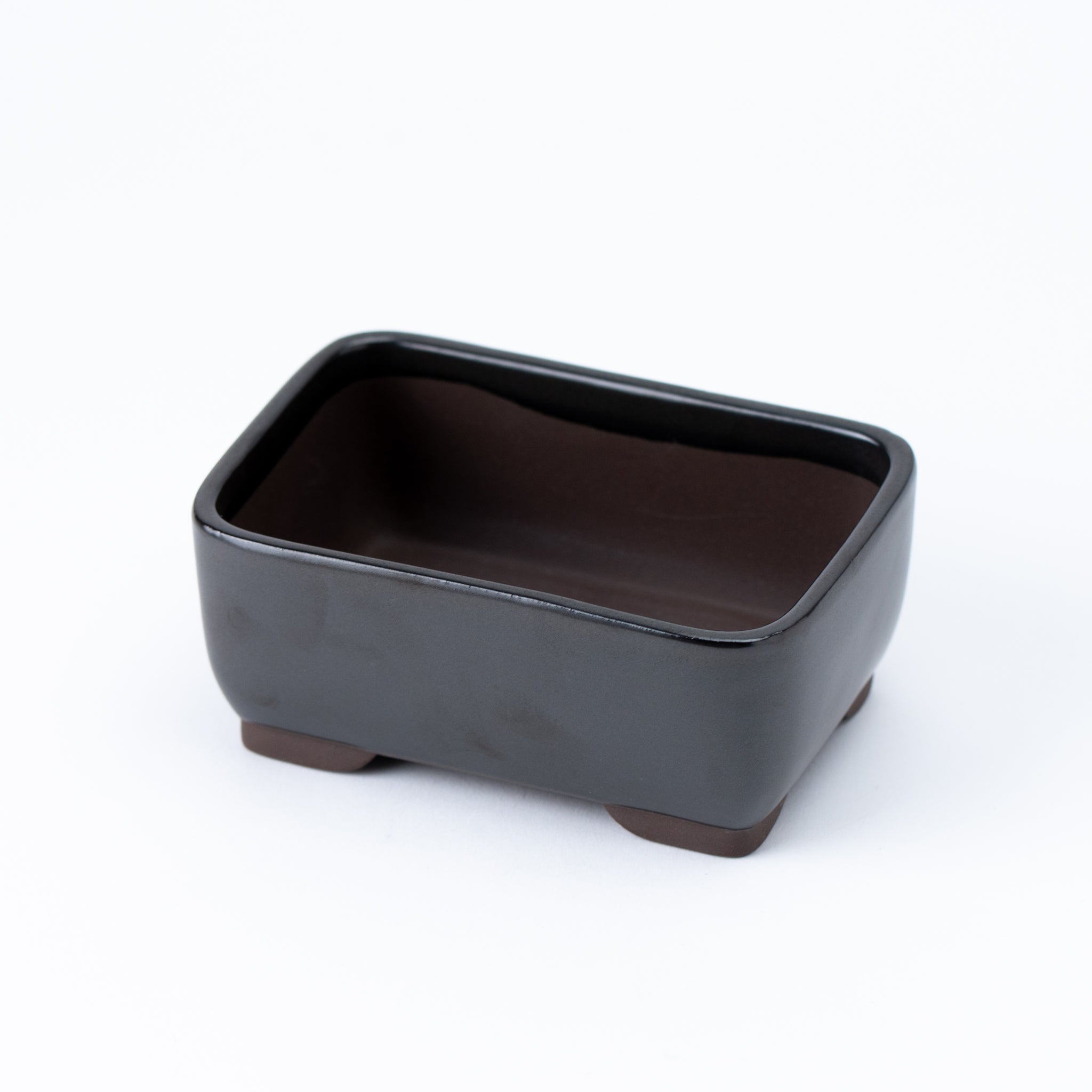 Naginowa Black Matte Nadir BANKO Ware Japanese Bonsai Pot 5.4 in.