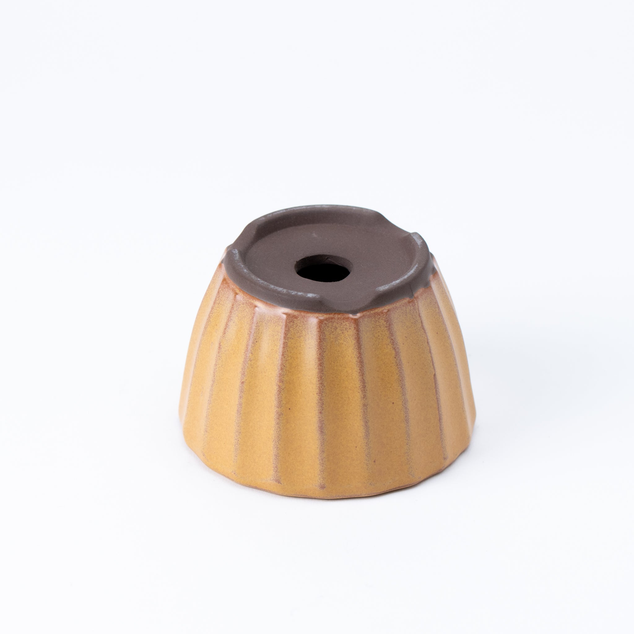 Naginowa Yellow Flower BANKO Ware Japanese Bonsai Pot 3.9 in.