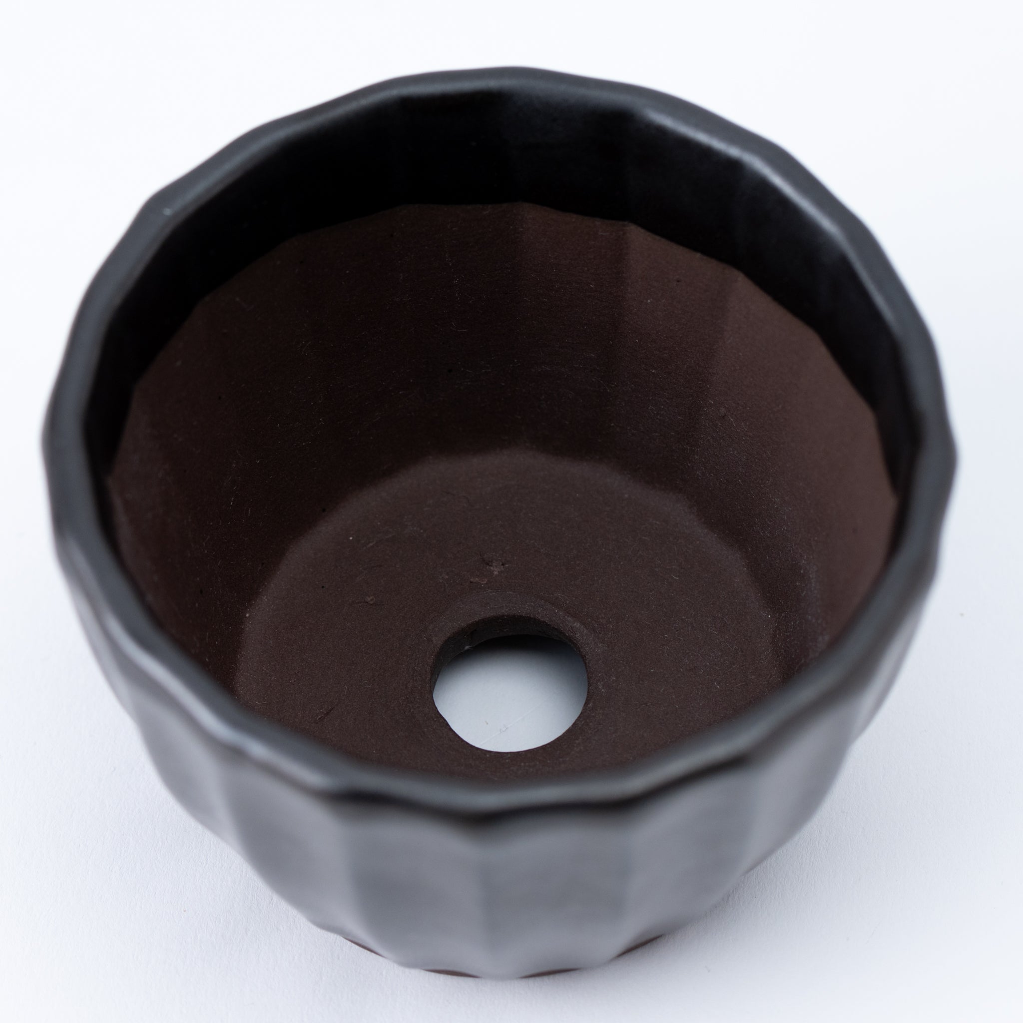 Naginowa Black Flower BANKO Ware Japanese Bonsai Pot 3.9 in.