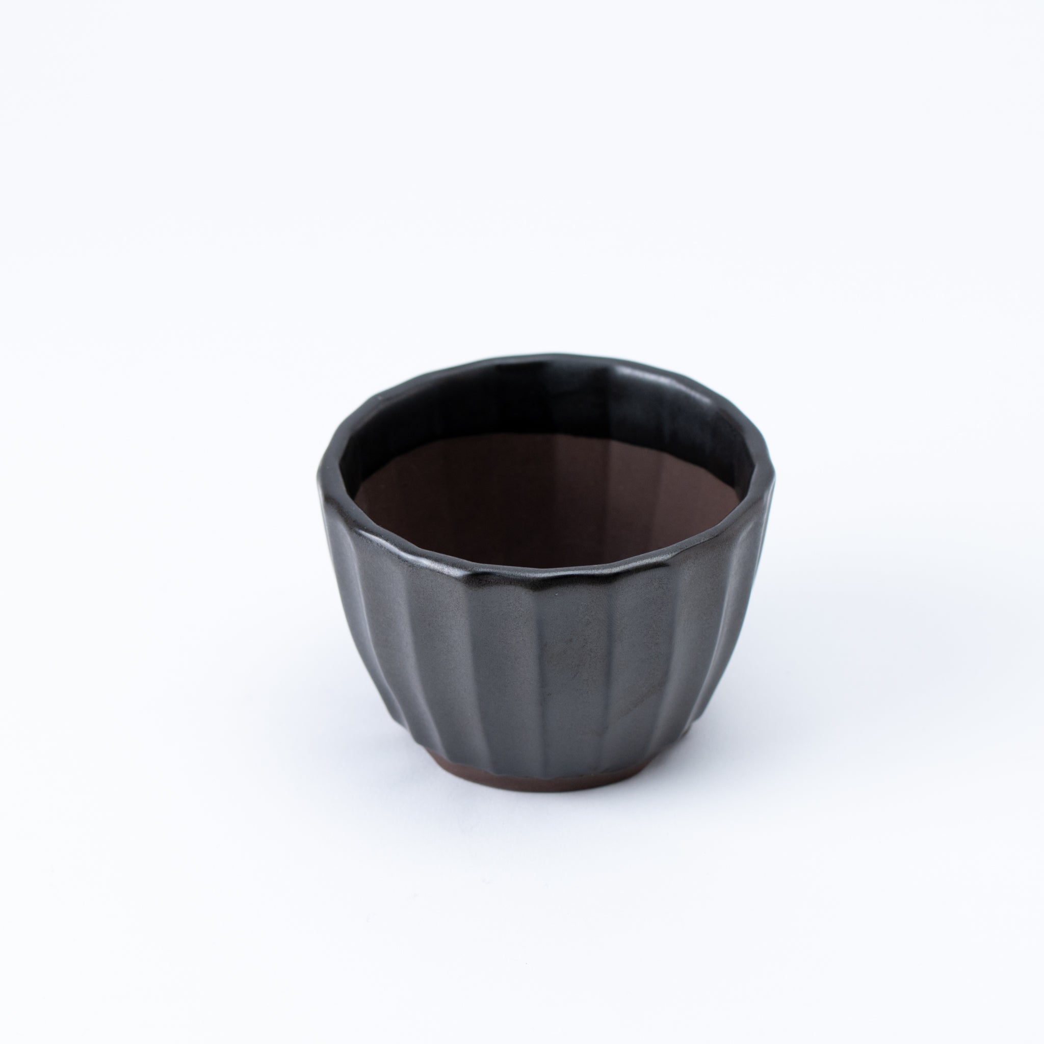 Naginowa Black Flower BANKO Ware Japanese Bonsai Pot 3.9 in.
