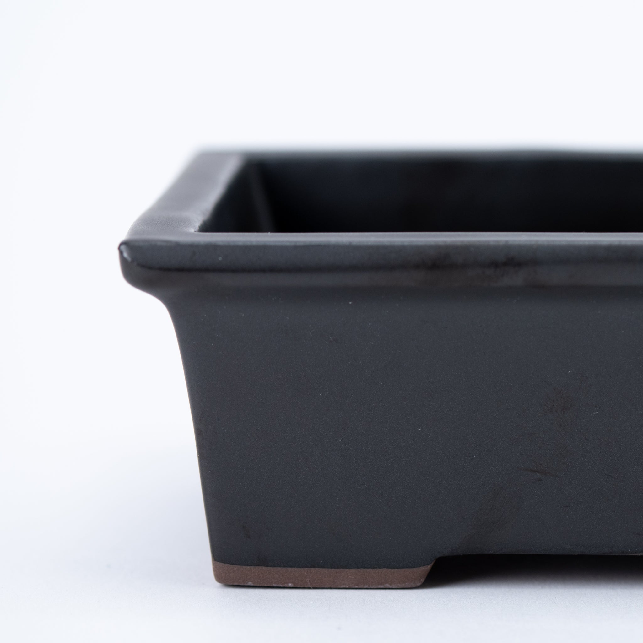Naginowa Black Matte longhorn BANKO Ware Japanese Bonsai Pot 5.3in.