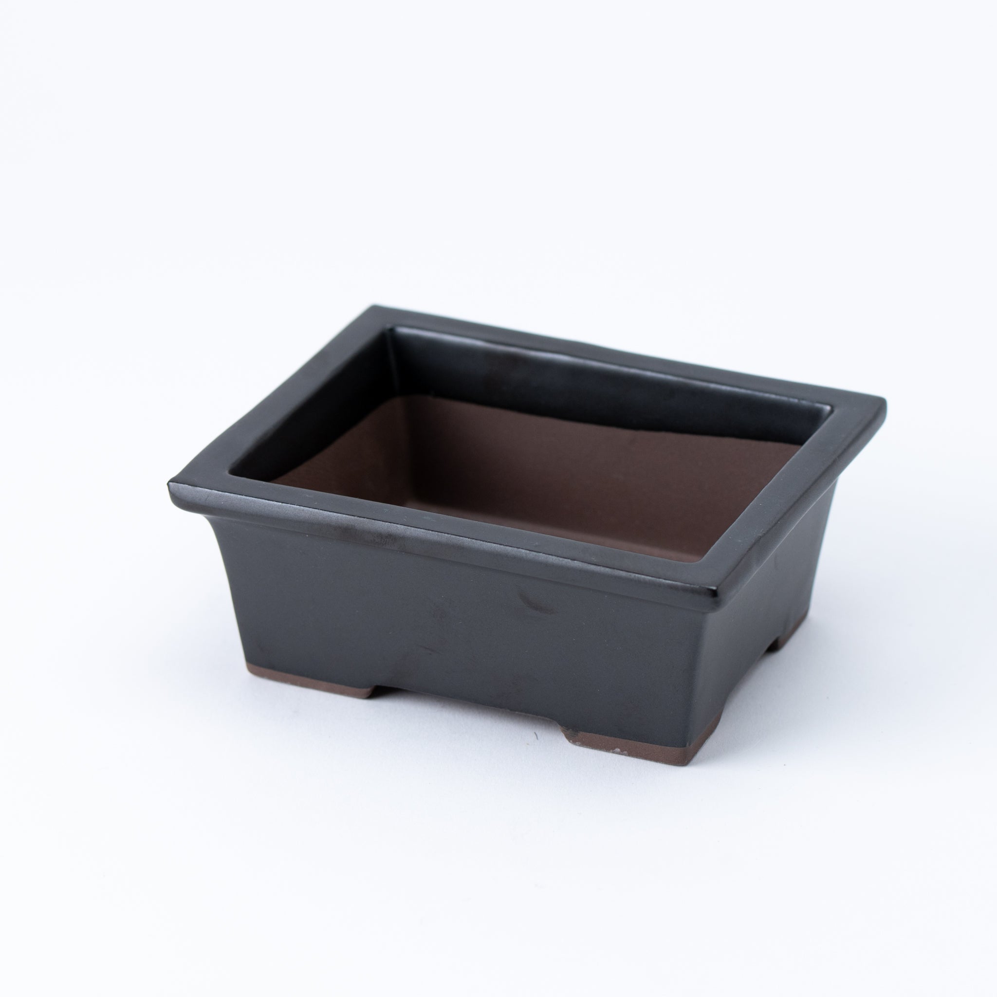 Naginowa Black Matte longhorn BANKO Ware Japanese Bonsai Pot 5.3in.