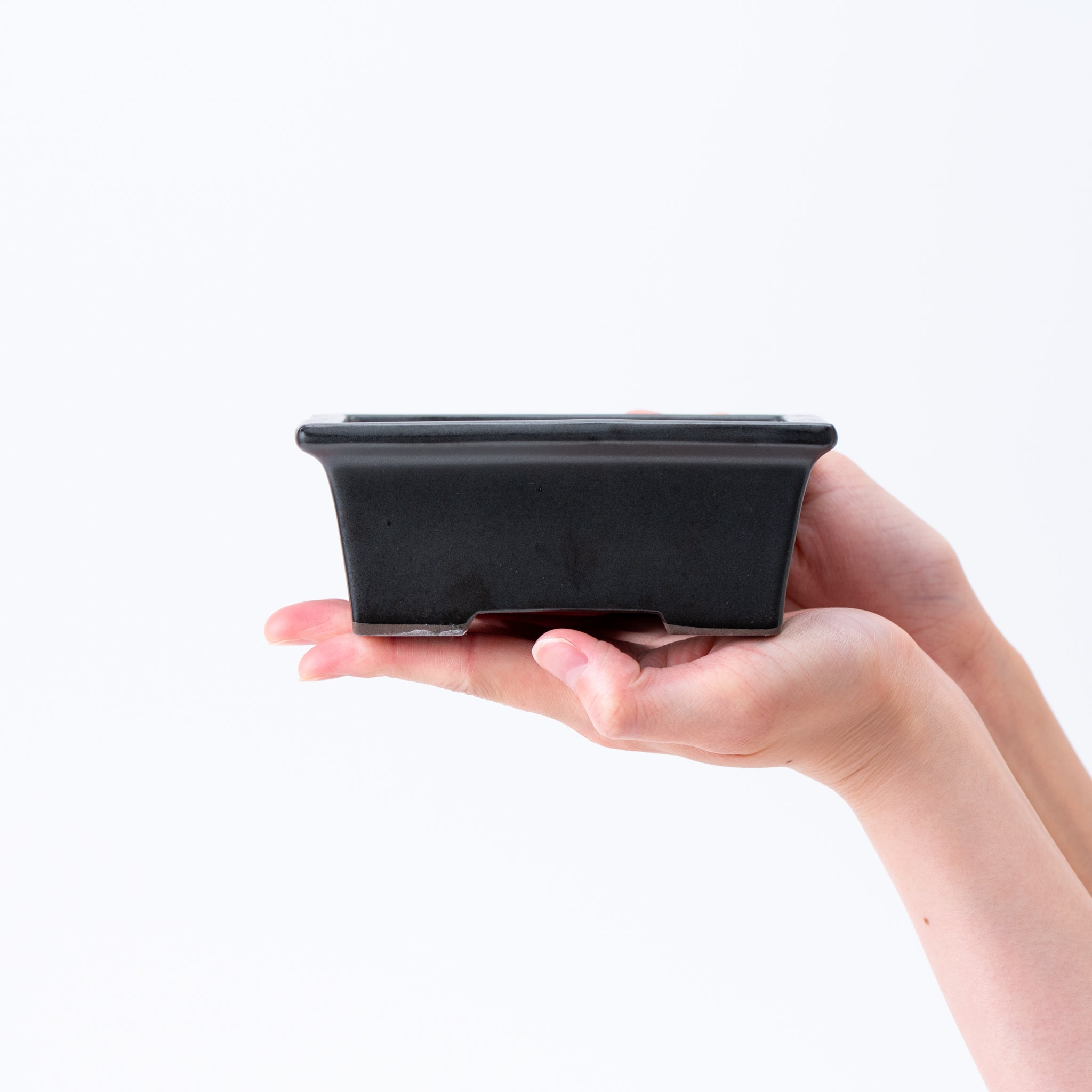 Naginowa Black Matte longhorn BANKO Ware Japanese Bonsai Pot 5.3in.