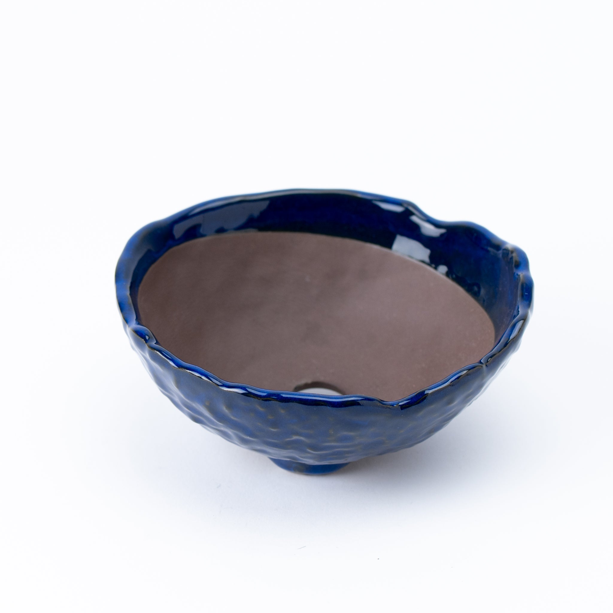 Naginowa Namako Navy 3 legs BANKO Ware Japanese Bonsai Pot 6.3in.