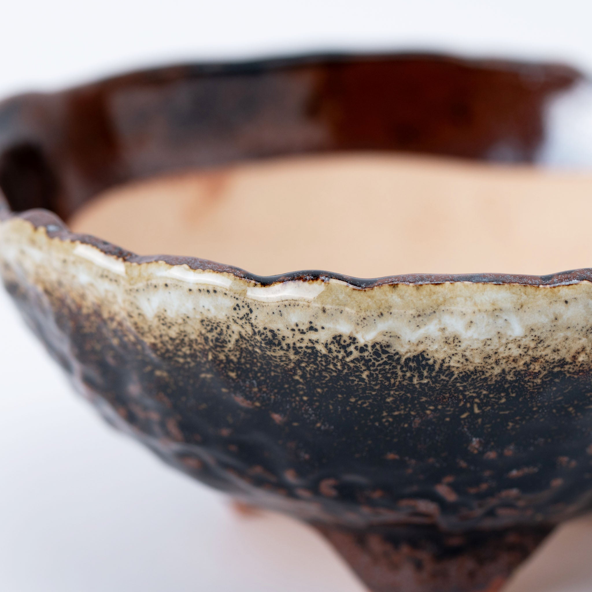 Naginowa Black Two-layer 3 legs BANKO Ware Japanese Bonsai Pot 6.3in.