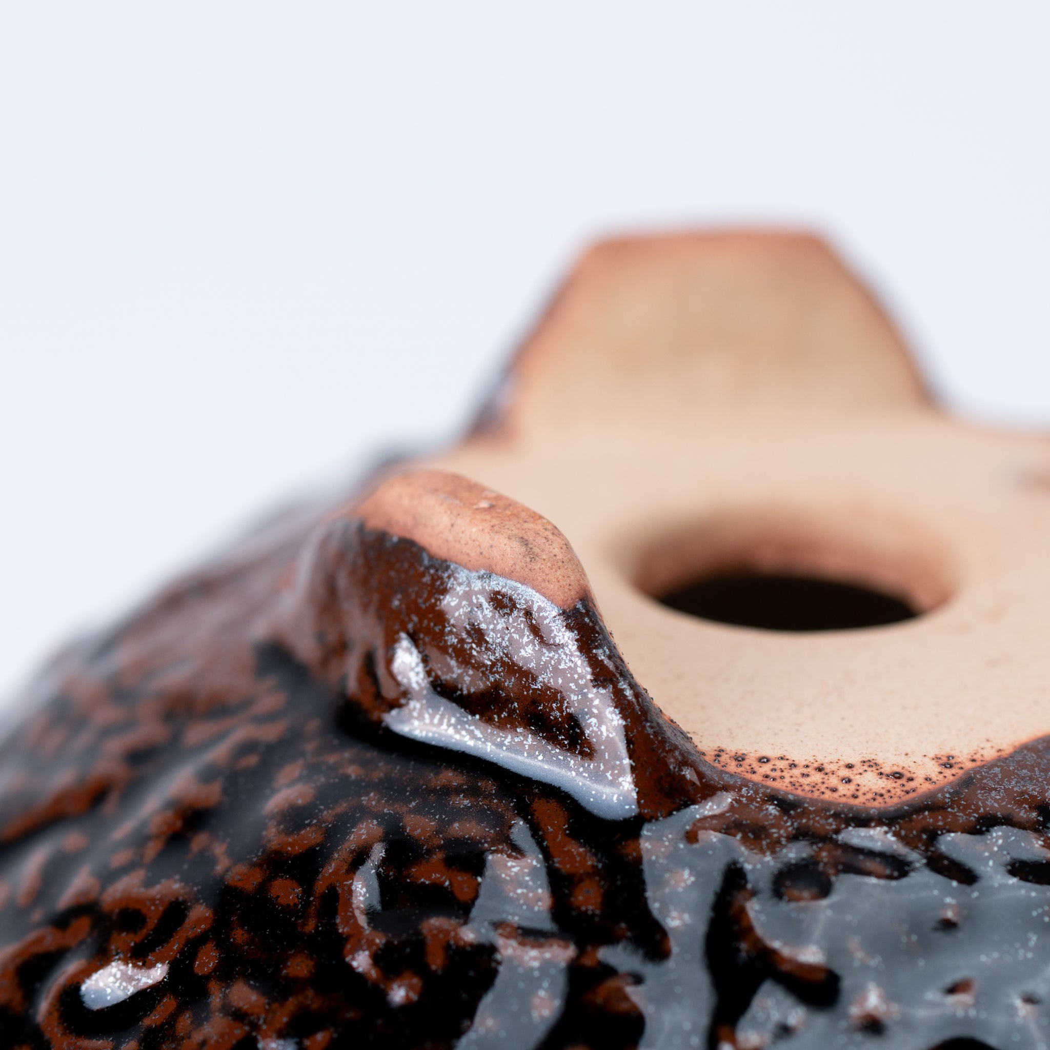 Naginowa Black Two-layer 3 legs BANKO Ware Japanese Bonsai Pot 6.3in.