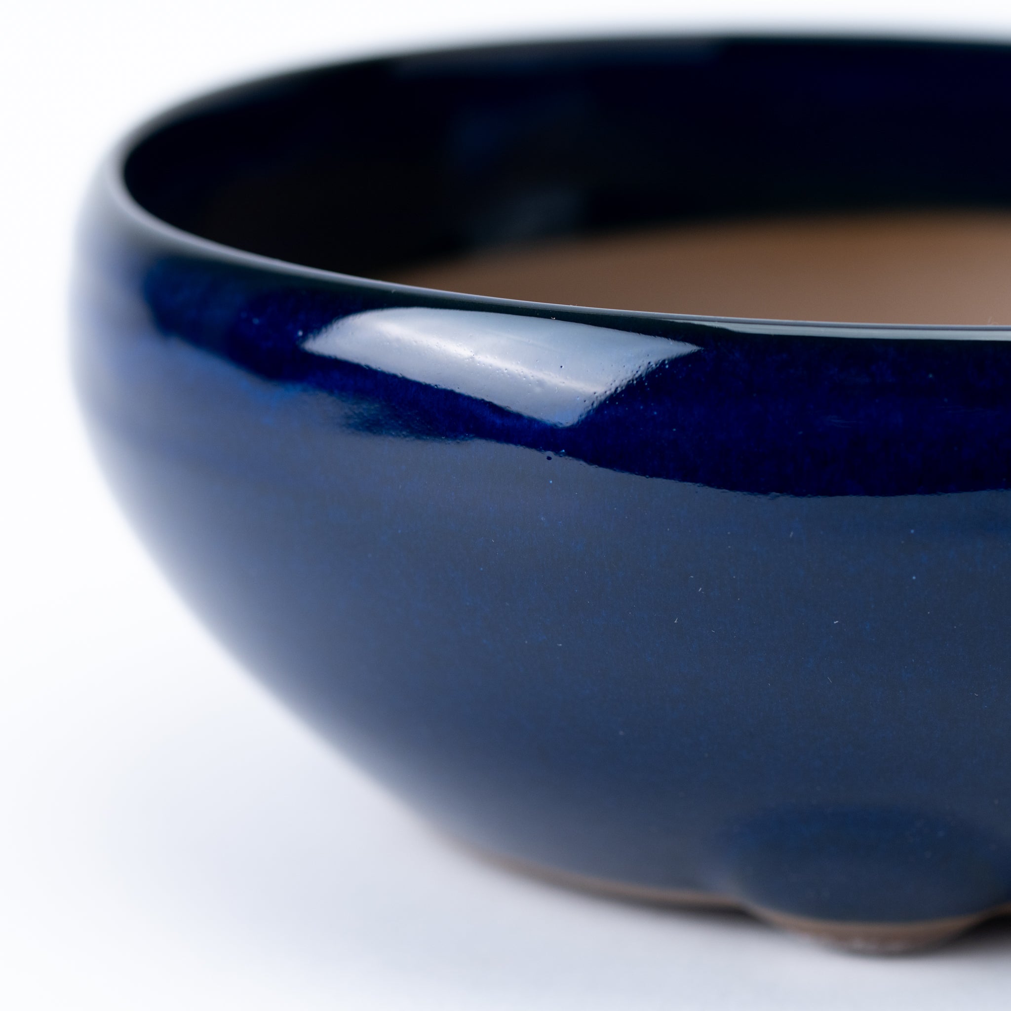 Naginowa Namako Navy Circle BANKO Ware Japanese Bonsai Pot Set of 2